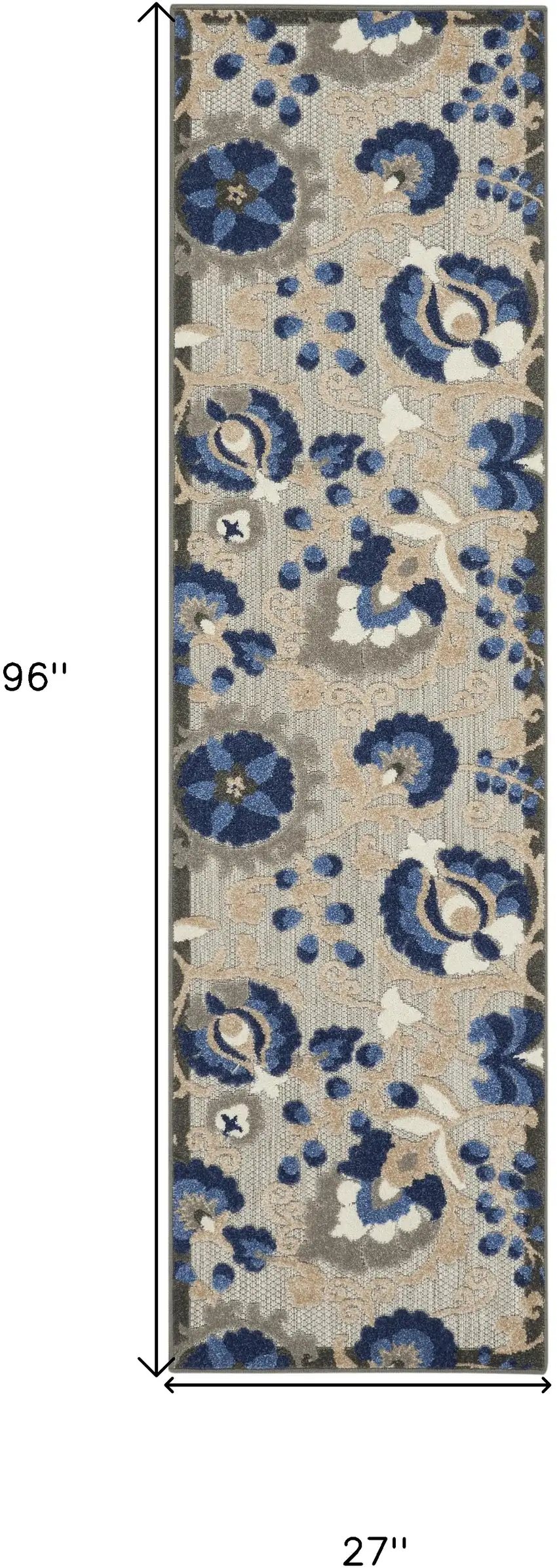 Blue And Gray Floral Indoor Outdoor Area Rug Photo 9