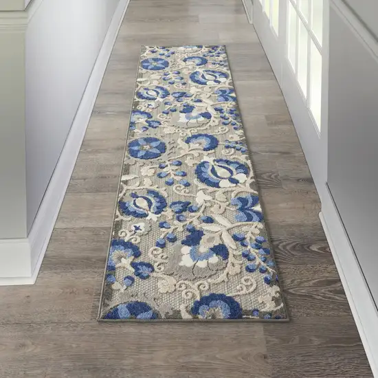 8' Blue And Gray Indoor Outdoor Area Rug Photo 5