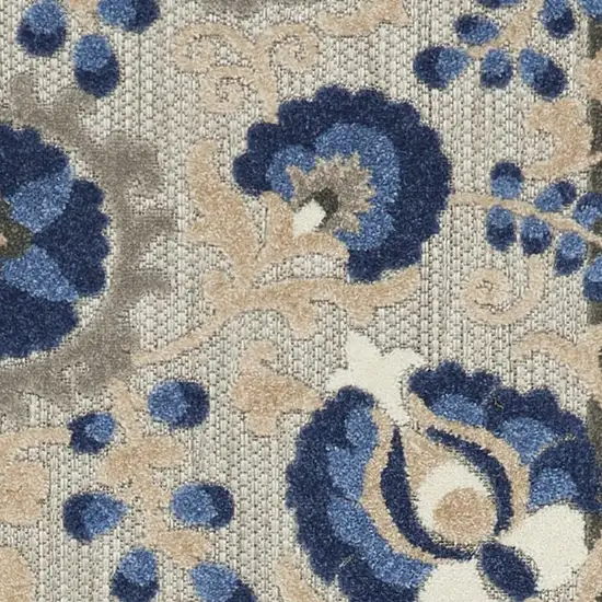 8' Blue And Gray Indoor Outdoor Area Rug Photo 3