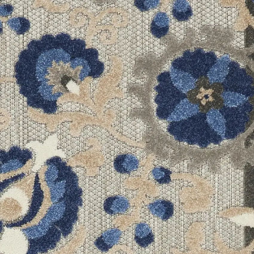 10' Blue And Gray Indoor Outdoor Area Rug Photo 9