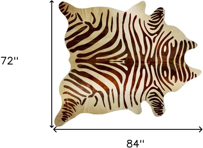 Natural and Brown Zebra Print Genuine Cowhide Area Rug Photo 8