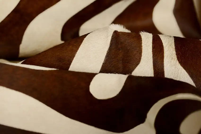 Natural and Brown Zebra Print Genuine Cowhide Area Rug Photo 3