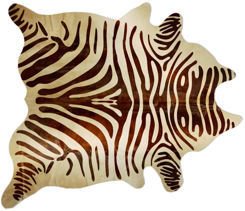 Natural and Brown Zebra Print Genuine Cowhide Area Rug Photo 2
