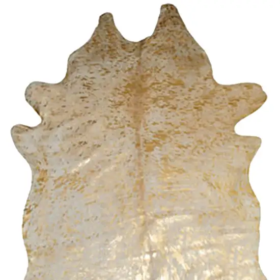 Natural And Gold Genuine Cowhide Area Rug Photo 4