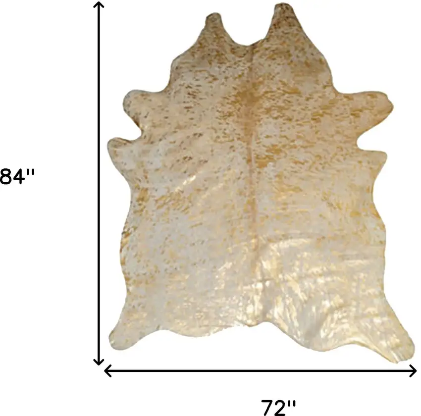 Natural And Gold Genuine Cowhide Area Rug Photo 6