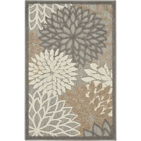 Gray And Ivory Floral Indoor Outdoor Area Rug Photo 2