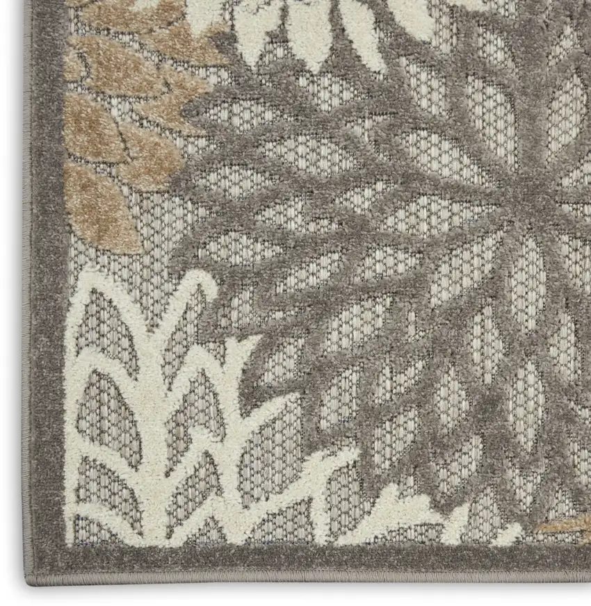 Gray And Ivory Floral Indoor Outdoor Area Rug Photo 7