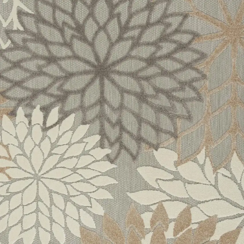 Gray And Ivory Floral Indoor Outdoor Area Rug Photo 3
