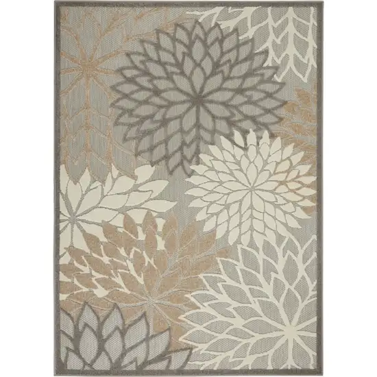 Gray And Ivory Floral Indoor Outdoor Area Rug Photo 6