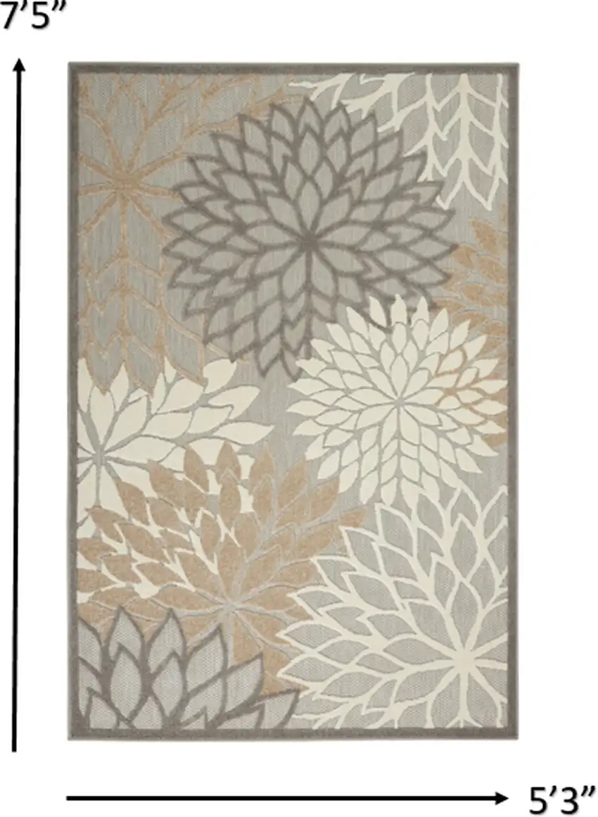 Natural and Gray Indoor Outdoor Area Rug Photo 5