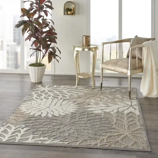 Gray And Ivory Indoor Outdoor Area Rug Photo 8