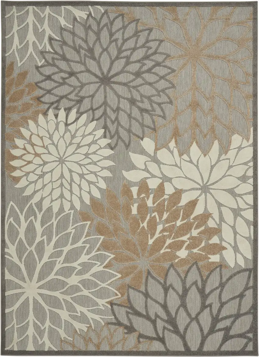 Gray And Ivory Floral Indoor Outdoor Area Rug Photo 7