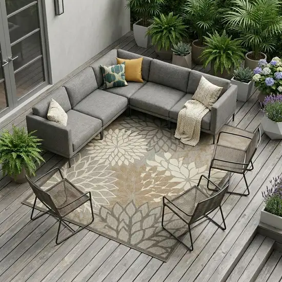 Gray And Ivory Indoor Outdoor Area Rug Photo 1