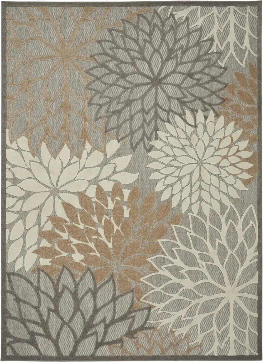 Gray And Ivory Floral Indoor Outdoor Area Rug Photo 4