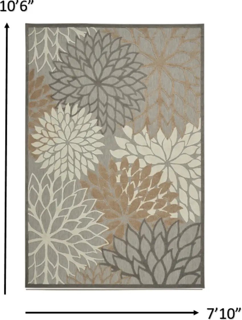 Gray And Ivory Floral Indoor Outdoor Area Rug Photo 3