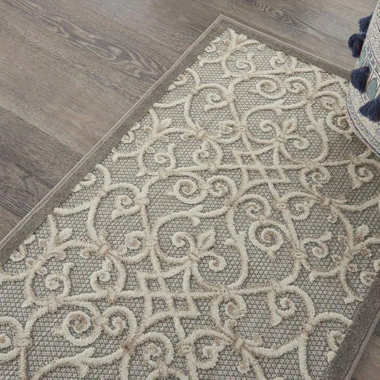 Natural and Gray Indoor Outdoor Area Rug Photo 4