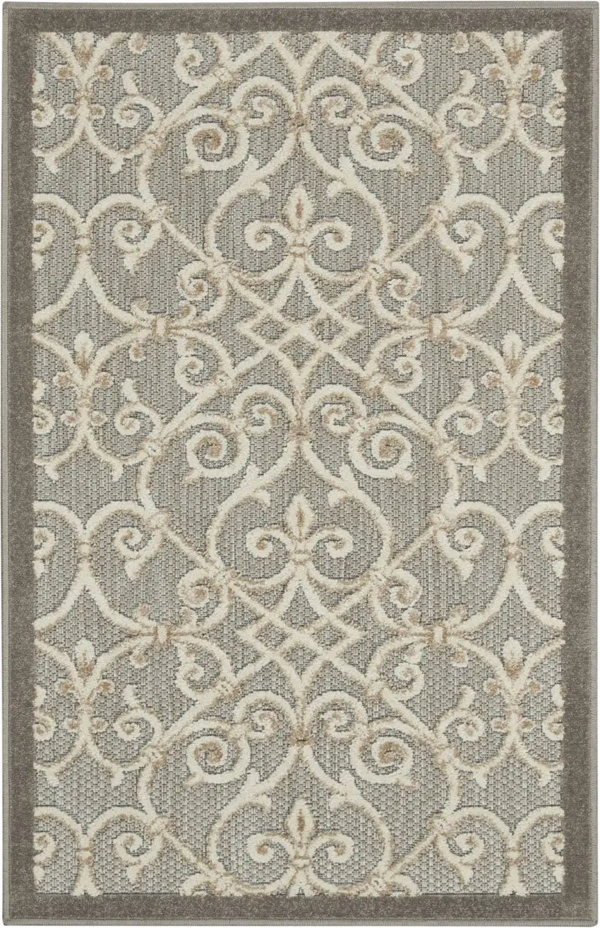 Natural and Gray Indoor Outdoor Area Rug Photo 9