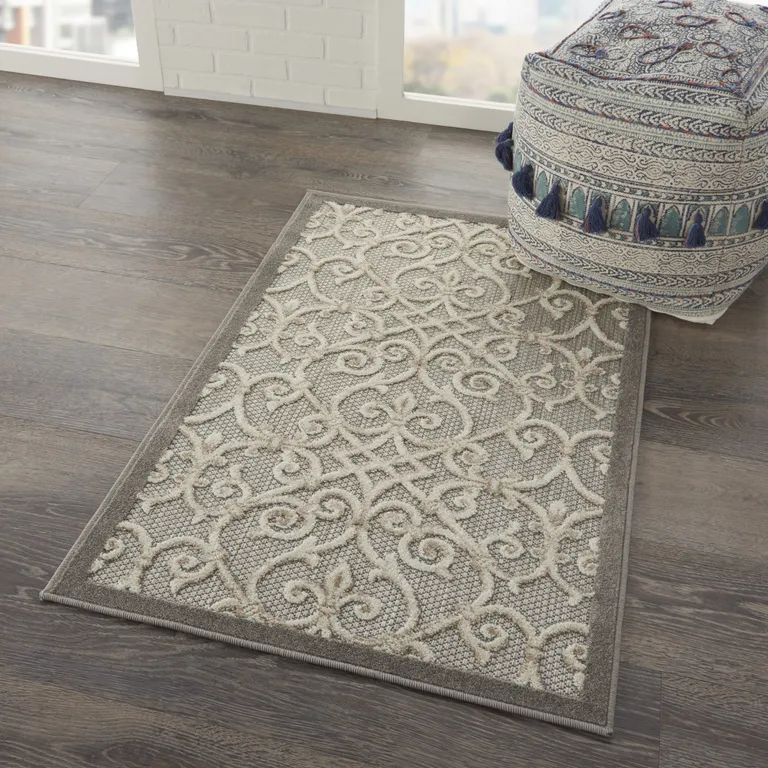 Natural and Gray Indoor Outdoor Area Rug Photo 4