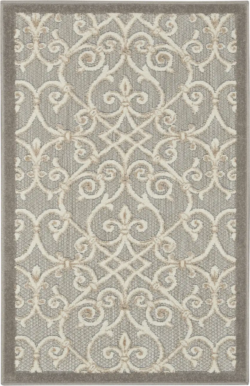 Gray And Ivory Indoor Outdoor Area Rug Photo 7