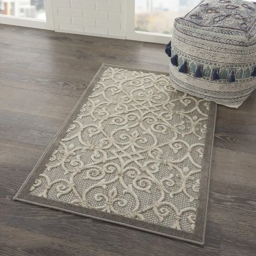 Natural and Gray Indoor Outdoor Area Rug Photo 7