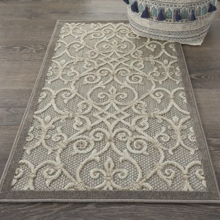 Natural and Gray Indoor Outdoor Area Rug Photo 6
