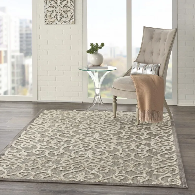 Natural and Gray Indoor Outdoor Area Rug Photo 1