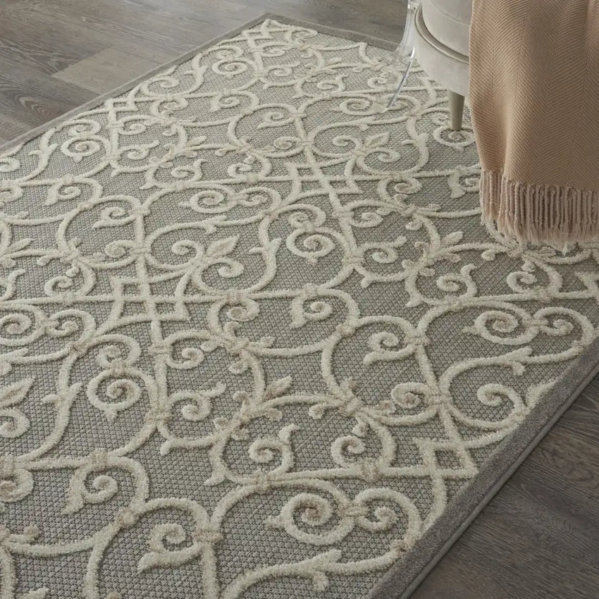 Natural and Gray Indoor Outdoor Area Rug Photo 4