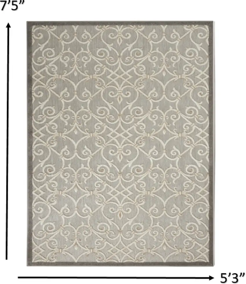 Gray And Ivory Floral Indoor Outdoor Area Rug Photo 7