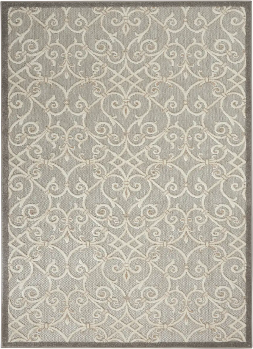 Gray And Ivory Indoor Outdoor Area Rug Photo 7