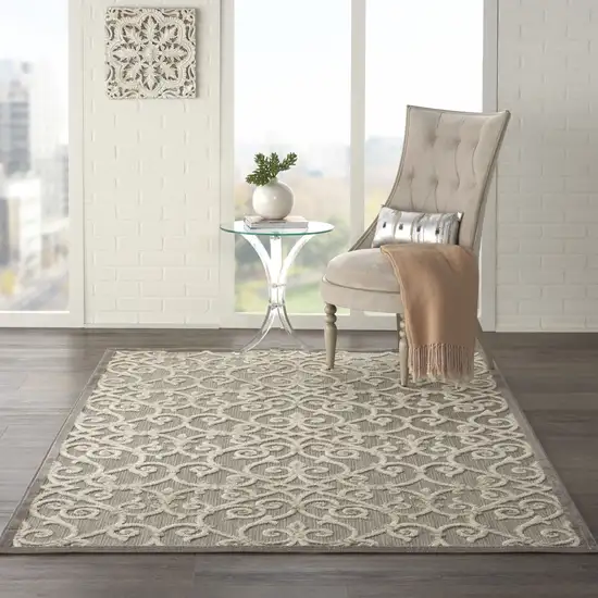Gray And Ivory Indoor Outdoor Area Rug Photo 6