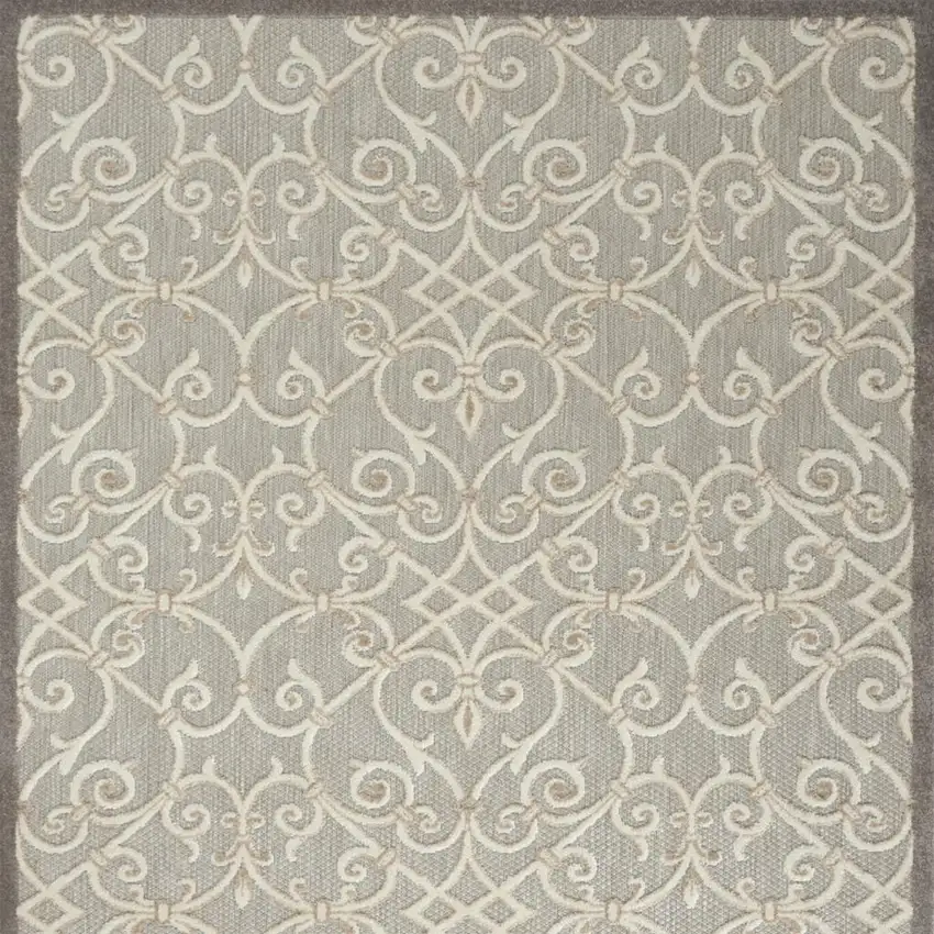 Gray And Ivory Indoor Outdoor Area Rug Photo 9