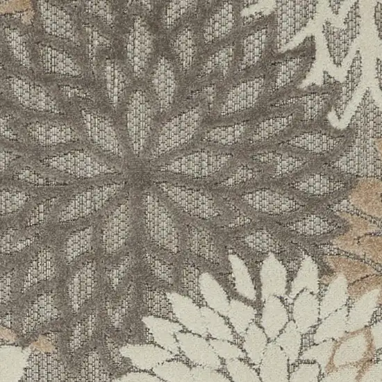 6' Gray And Ivory Floral Indoor Outdoor Area Rug Photo 3