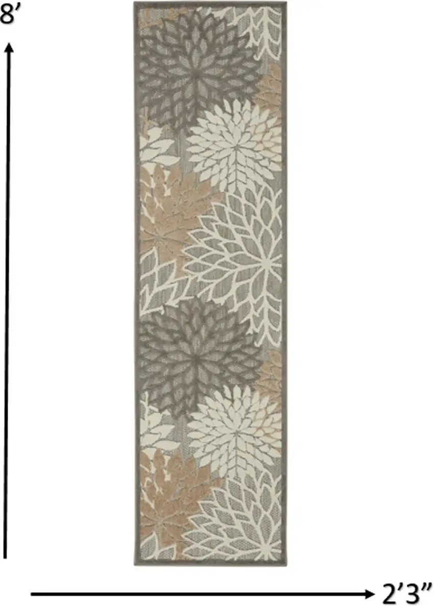 Natural and Gray Indoor Outdoor Runner Rug Photo 5