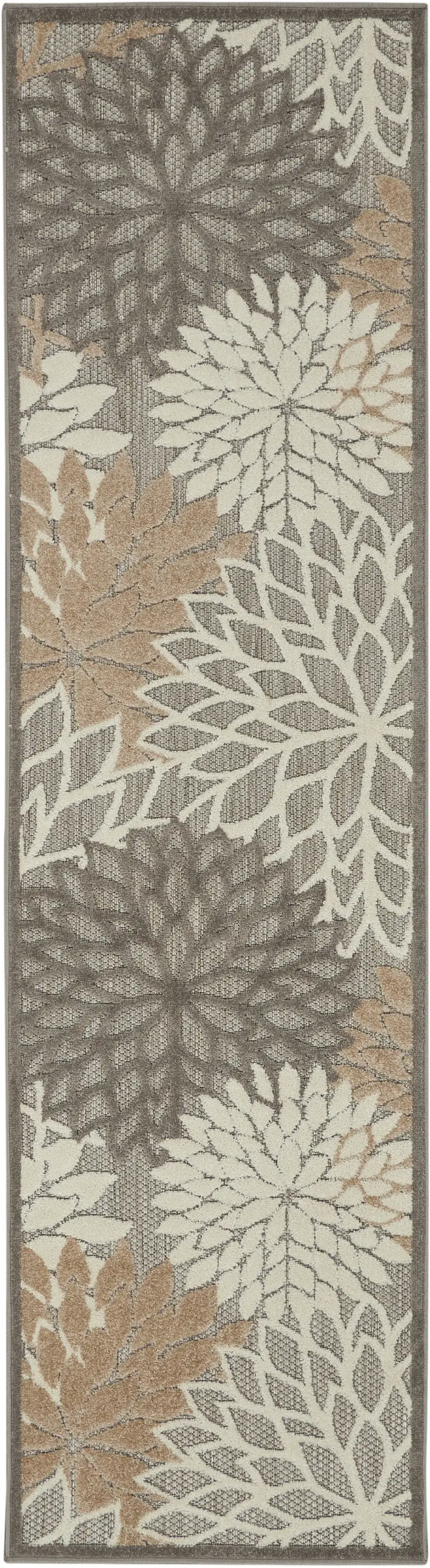Gray And Ivory Floral Indoor Outdoor Area Rug Photo 9