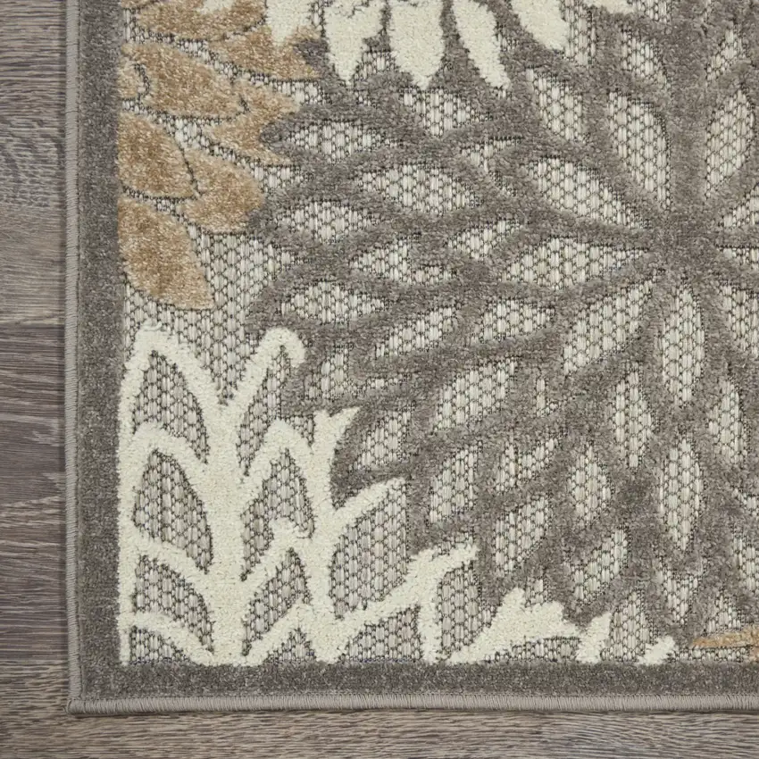 10' Gray And Ivory Indoor Outdoor Area Rug Photo 8