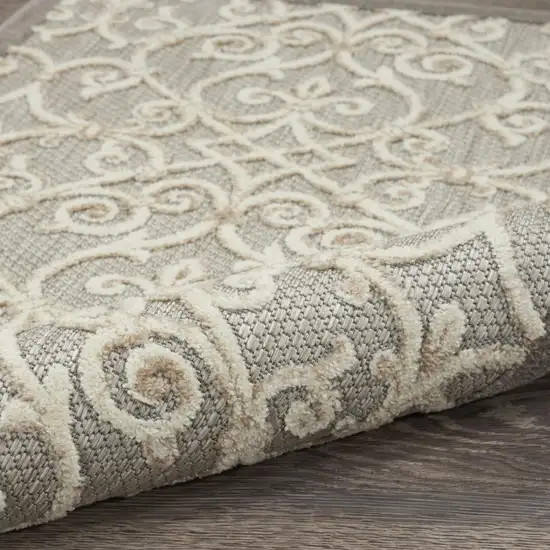 8' Gray And Ivory Indoor Outdoor Area Rug Photo 9