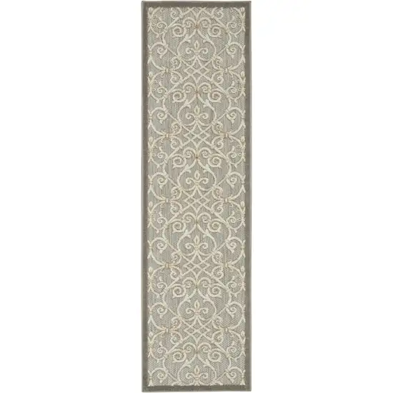 8' Gray And Ivory Indoor Outdoor Area Rug Photo 8
