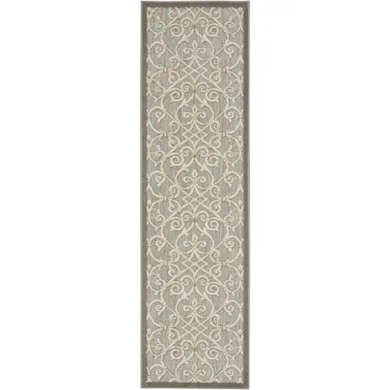 8' Gray And Ivory Indoor Outdoor Area Rug Photo 1