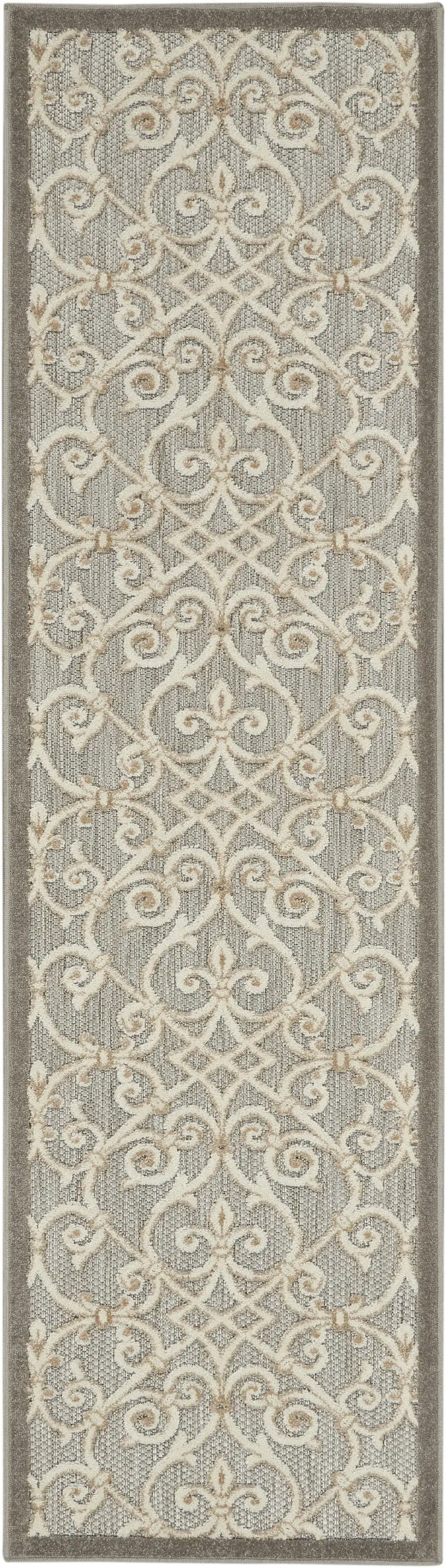 8' Gray And Ivory Indoor Outdoor Area Rug Photo 1