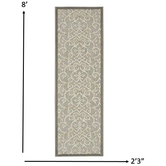 8' Gray And Ivory Indoor Outdoor Area Rug Photo 9