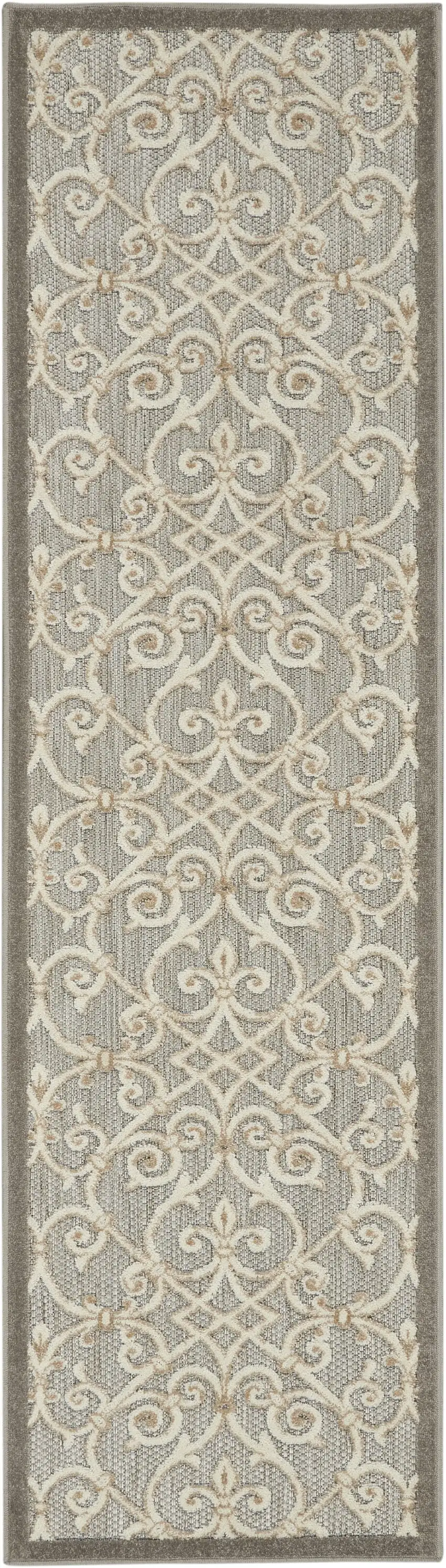 Gray And Ivory Floral Indoor Outdoor Area Rug Photo 1