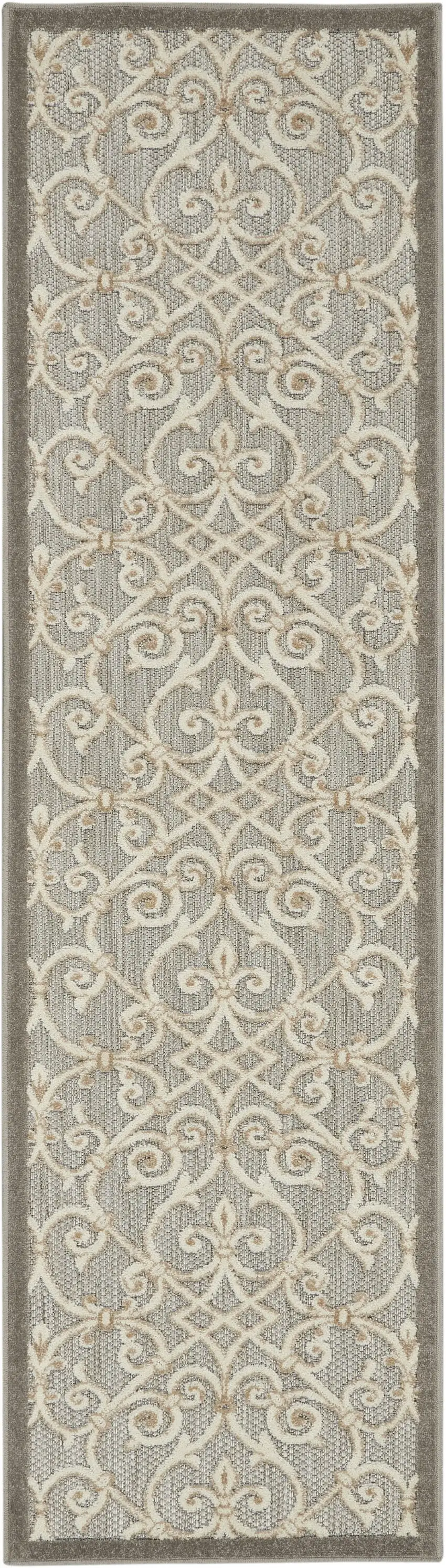 Gray And Ivory Floral Indoor Outdoor Area Rug Photo 5