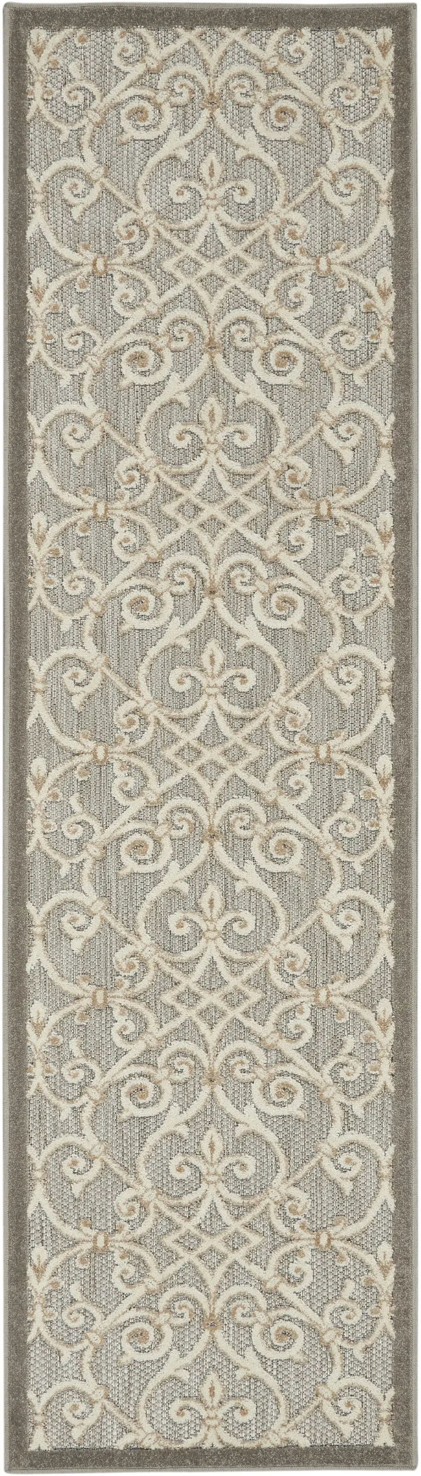 Gray And Ivory Floral Indoor Outdoor Area Rug Photo 3