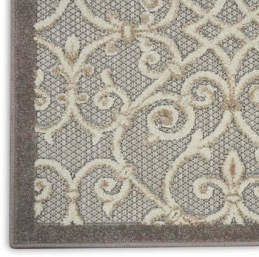 8' Gray And Ivory Indoor Outdoor Area Rug Photo 9