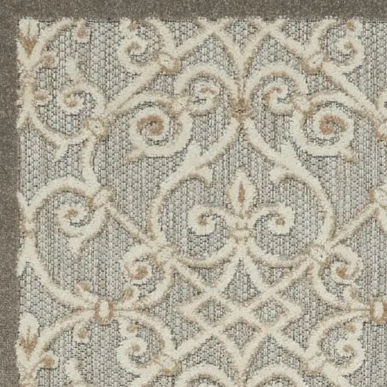 8' Gray And Ivory Indoor Outdoor Area Rug Photo 3