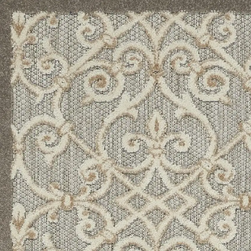 8' Gray And Ivory Indoor Outdoor Area Rug Photo 3