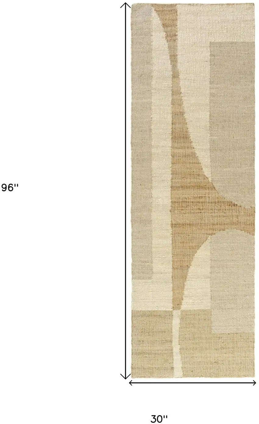 Natural and Ivory Abstract Hand Woven Area Rug Photo 3