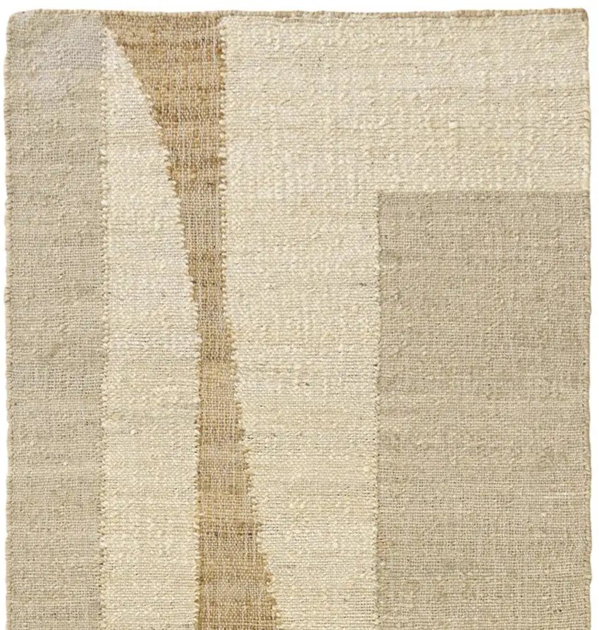 Natural and Ivory Abstract Hand Woven Area Rug Photo 5