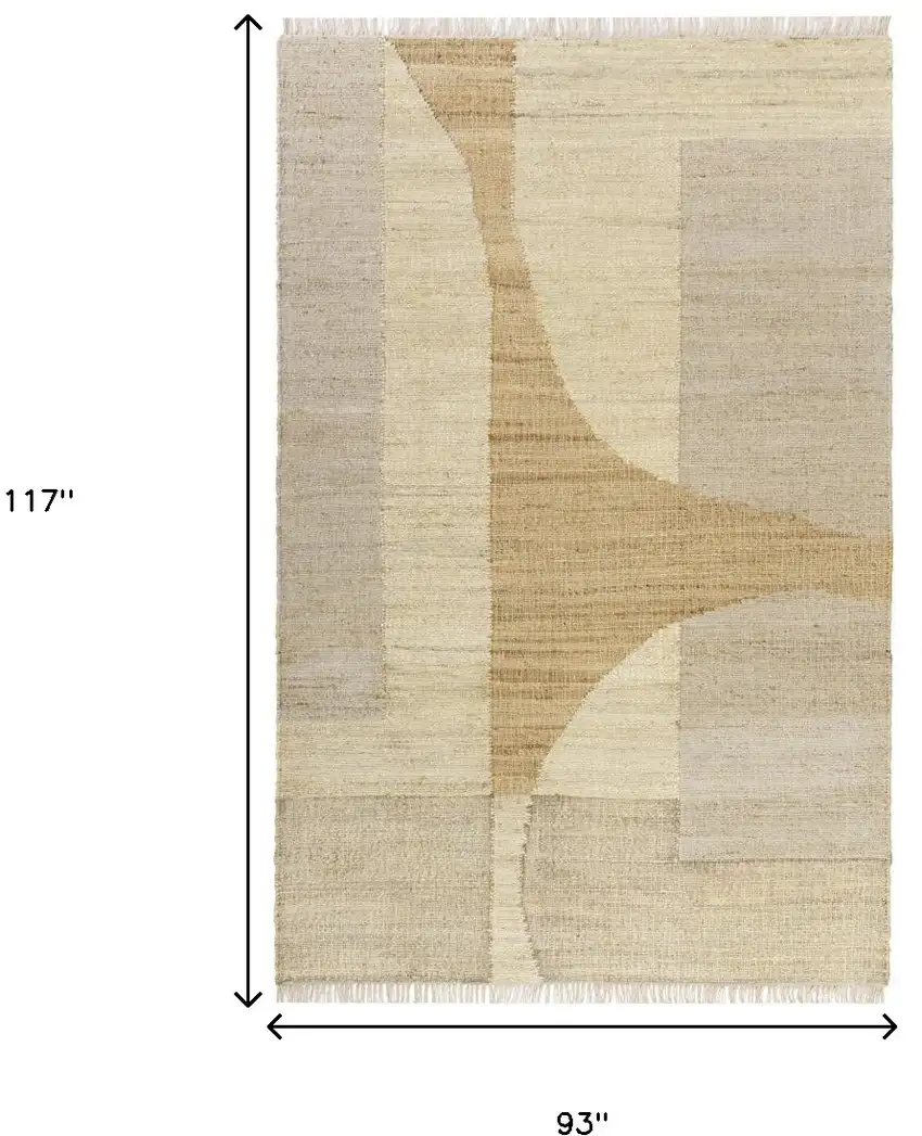 Natural and Ivory Abstract Hand Woven Area Rug Photo 3