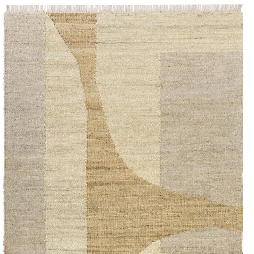 Natural and Ivory Abstract Hand Woven Area Rug Photo 5
